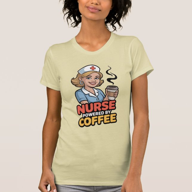 Nurse Powered by Coffee T-shirt (Vorderseite)