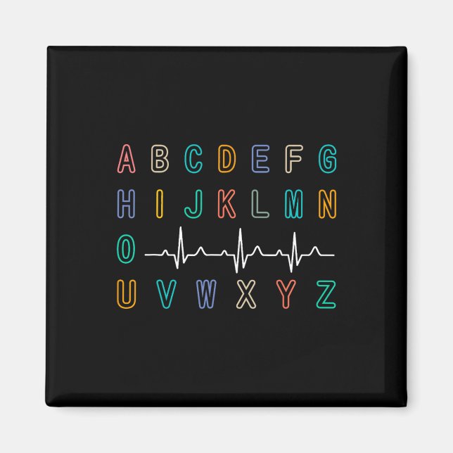 Nurse Pqrst Test Abc's Ekg Strip Alphabet Funny Nu Magnet (Vorne)