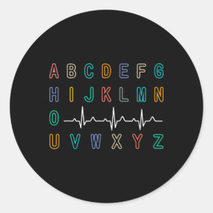Nurse Pqrst Test Abc's Ekg Strip Alphabet Funny Nu Runder Aufkleber
