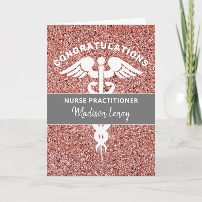 Nurse Practitioner Abschluss Rose Gold Name Karte (Vorderseite)