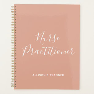 Nurse Practitioner Blush Pink White Script Name Planer
