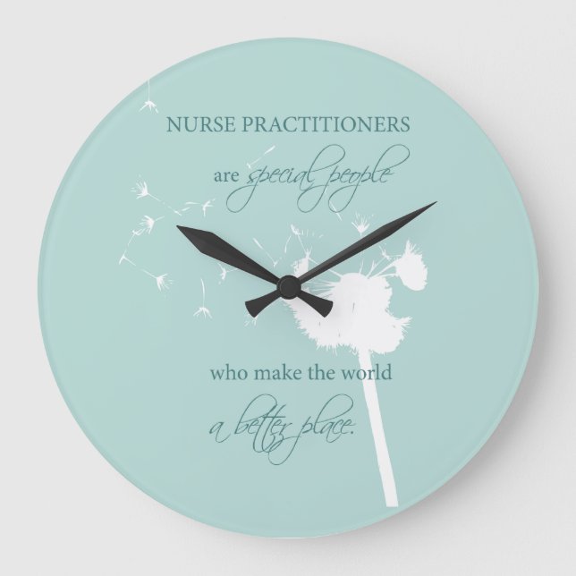 Nurse Practitioner Dandelion Große Wanduhr (Vorderseite)