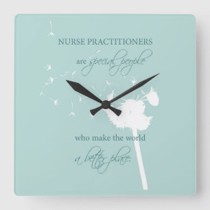 Nurse Practitioner Dandelion Quadratische Wanduhr