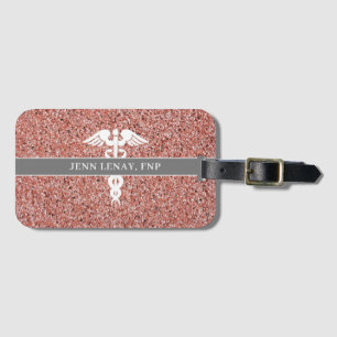 Nurse Practitioner FNP Rose Gold Glitzer Monogram Gepäckanhänger
