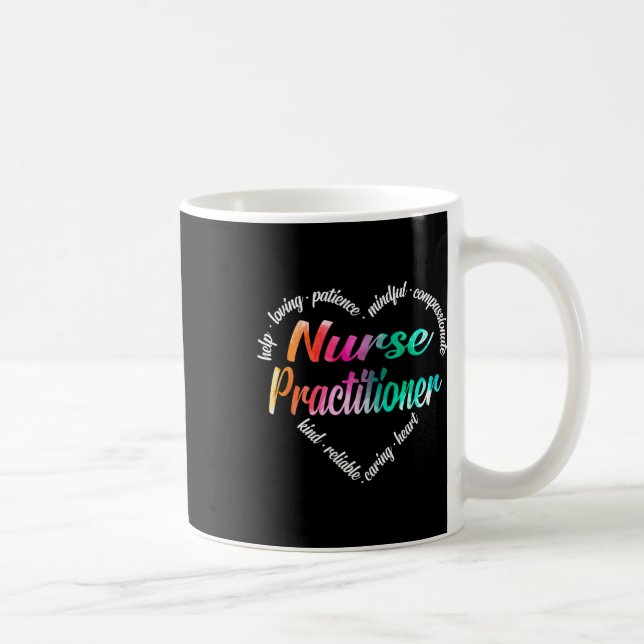 Nurse Practitioner Heart Word Cloud Watercolor Rai Kaffeetasse (Rechts)