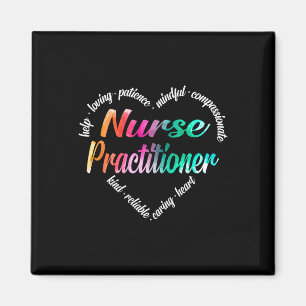 Nurse Practitioner Heart Word Cloud Watercolor Rai Magnet
