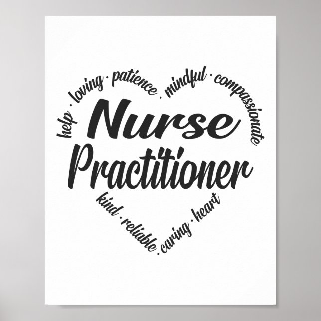 Nurse Practitioner Herz Word Cloud Poster (Vorne)