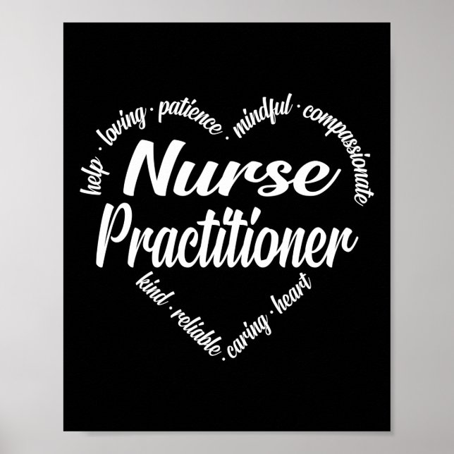 Nurse Practitioner Herz Word Cloud Poster (Vorne)