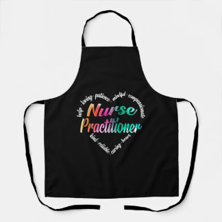 Nurse Practitioner Herz Word Cloud Watercolor Schürze