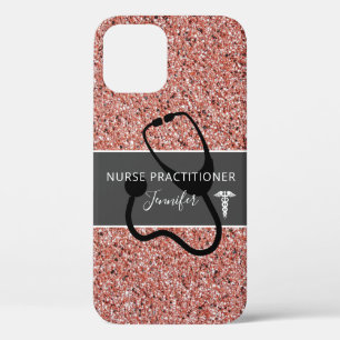 Nurse Practitioner Rose Gold Glitzer Personalisier Case-Mate iPhone Hülle