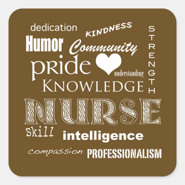 Nurse Pride Attributes-Chocolate Brown Quadratischer Aufkleber (Vorderseite)