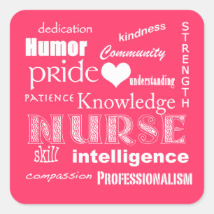 Nurse Pride Attributes - Hot Pink Quadratischer Aufkleber