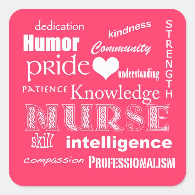 Nurse Pride Attributes - Hot Pink Quadratischer Aufkleber (Vorderseite)