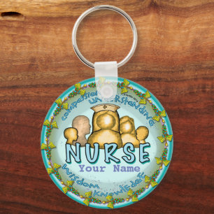 Nurse Rainbow Motto custom name keychain Schlüsselanhänger