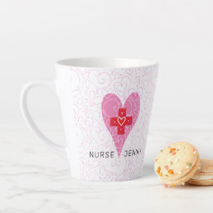 Nurse Red Pink Heart Personalisiert Milchtasse