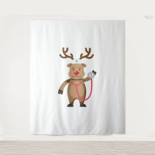 NURSE REINDEER Niedliches Weihnachtswerk Nursin Wandteppich