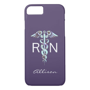Nurse RN Caduceus Lila Blue Personalisiert Case-Mate iPhone Hülle