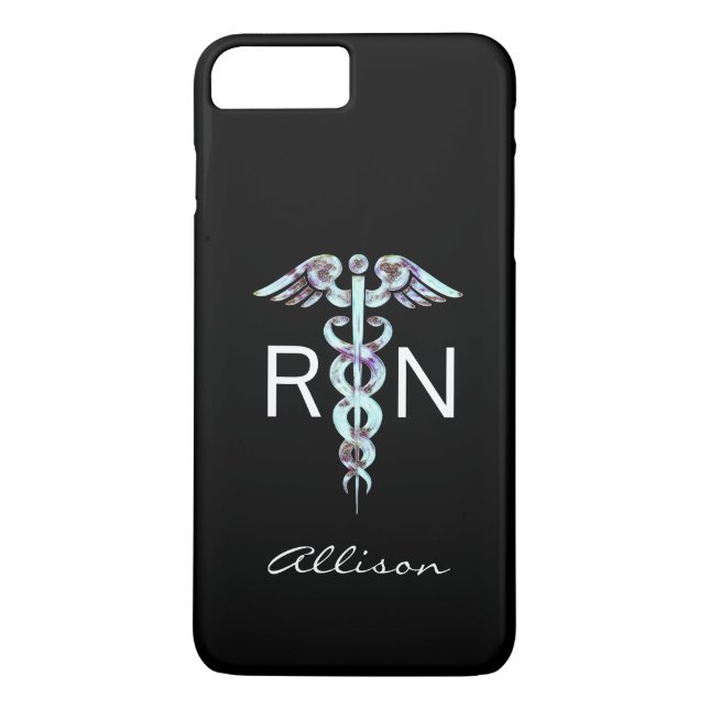 Nurse RN Caduceus Modernes Personalisiert Case-Mate iPhone Hülle (Rückseite)