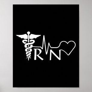 Nurse Rn Heartbeat Abschluss Womens Gift Poster