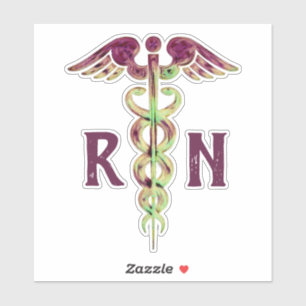 Nurse RN Lila Caduceus Medical Vinyl Stickers Aufkleber