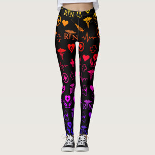 Nurse RN Medical Black Multi Leggings