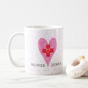 Nurse Rosa Herz Personalisiert Kaffeetasse