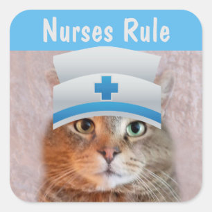 Nurse Rupie Cat Quadratischer Aufkleber
