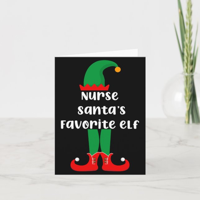 Nurse Santas Favorite Elf Funny Nurse Christmas  Karte (Vorderseite)