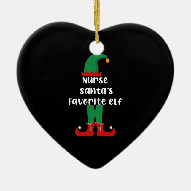 Nurse Santa's Lieblings Elf Funny Nurse Weihnachte Keramik Ornament (Vorne)