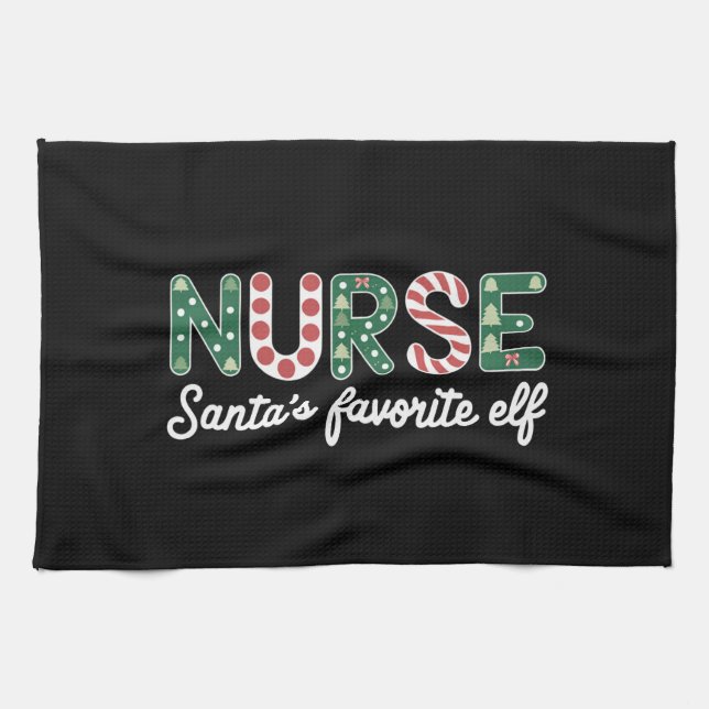 Nurse Santa's Lieblings Elf Life Nurse Day Geschen Geschirrtuch (Horizontal)