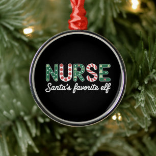 Nurse Santas Lieblings-Elfen-Leben Krankenpfleger Ornament Aus Metall