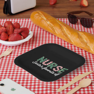 Nurse Santas Lieblings-Elfen-Leben-Nurse-Tags-Gesc Pappteller