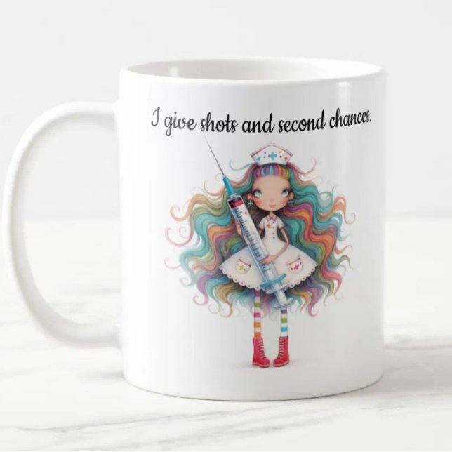 Nurse sayings- I give shots and second chances Mug Kaffeetasse (Von Creator hochgeladen)