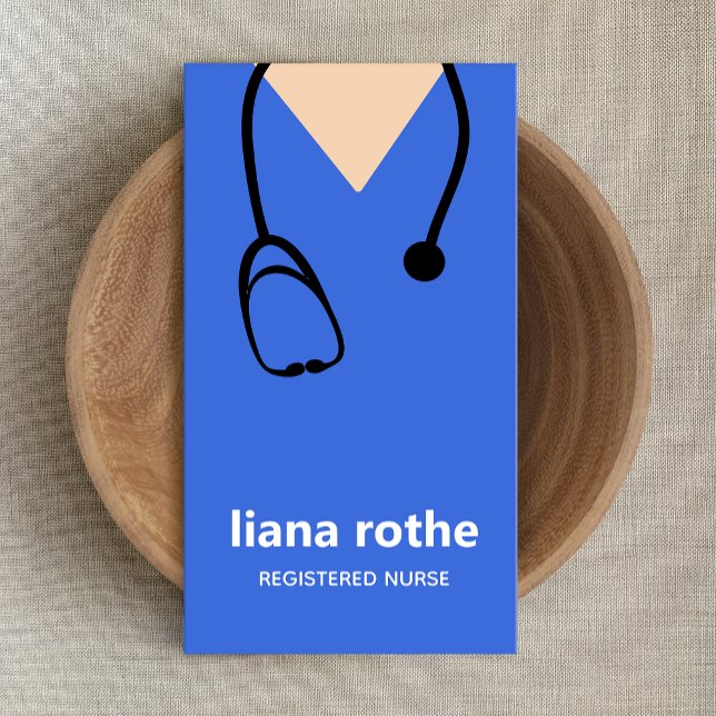 Nurse Scrubs and Stethoscope  Business Card Visitenkarte (Von Creator hochgeladen)