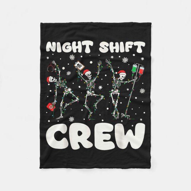 Nurse Skeleton Dancing Christmas Night Shift Crew  Fleecedecke (Vorderseite)
