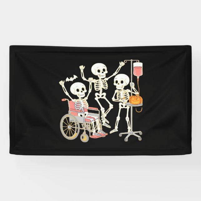 Nurse Skeleton Funny Halloween Healthcare Essentia Banner (Horizontal)