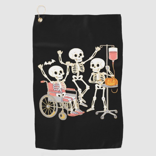 Nurse Skeleton Funny Halloween Healthcare Essentia Golfhandtuch (Vorderseite)