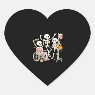 Nurse Skeleton Funny Halloween Healthcare Essentia Herz-Aufkleber