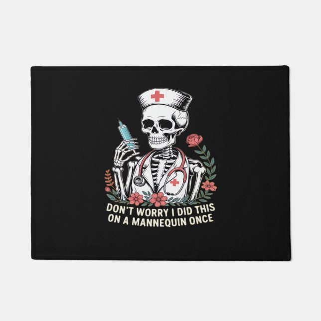 Nurse Skeleton Joke Spaß Halloween Essential T-Sh Fußmatte (Vorderseite)