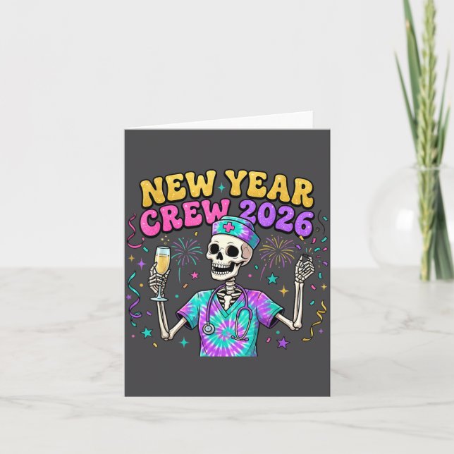 Nurse Skeleton New Year Crew 2026 Funny Er Icu Eve Karte (Vorderseite)