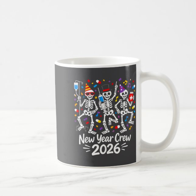 Nurse Skeleton New Year Crew 2026 Funny Er Icu Par Kaffeetasse (Rechts)