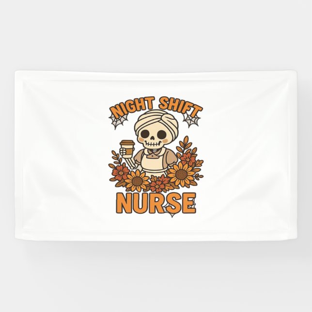 Nurse Skelett Halloween RN Nur Banner (Horizontal)