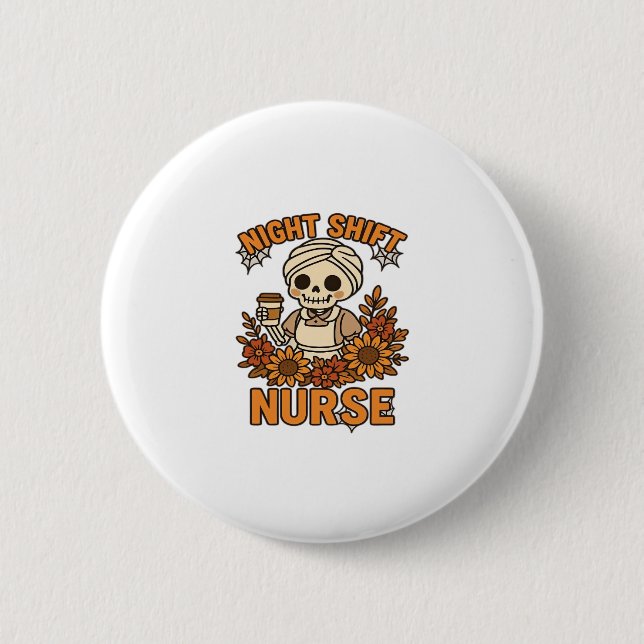 Nurse Skelett Halloween RN Nur Button (Vorderseite)