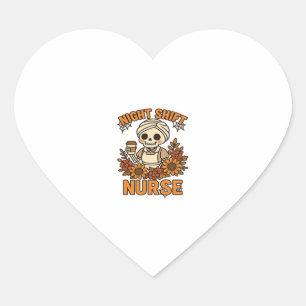 Nurse Skelett Halloween RN Nur Herz-Aufkleber