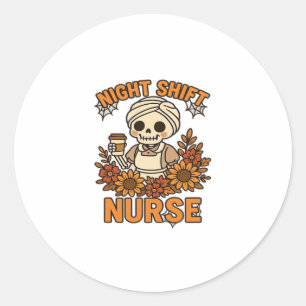 Nurse Skelett Halloween RN Nur Runder Aufkleber