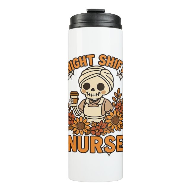 Nurse Skelett Halloween RN Nur Thermosbecher (Vorderseite)