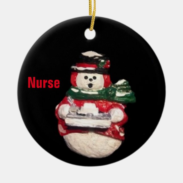 NURSE SNOWMAN COLLECTOR CHRISTMAS KERAMIK ORNAMENT (Vorne)