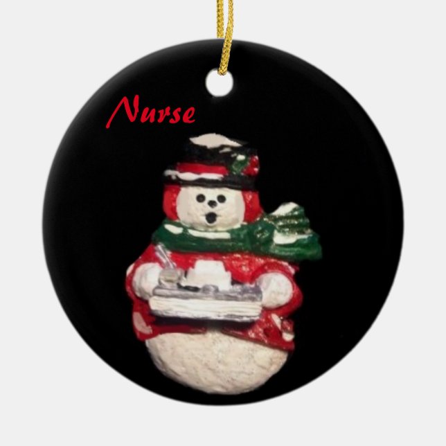 NURSE SNOWMAN COLLECTOR CHRISTMAS KERAMIKORNAMENT (Vorne)