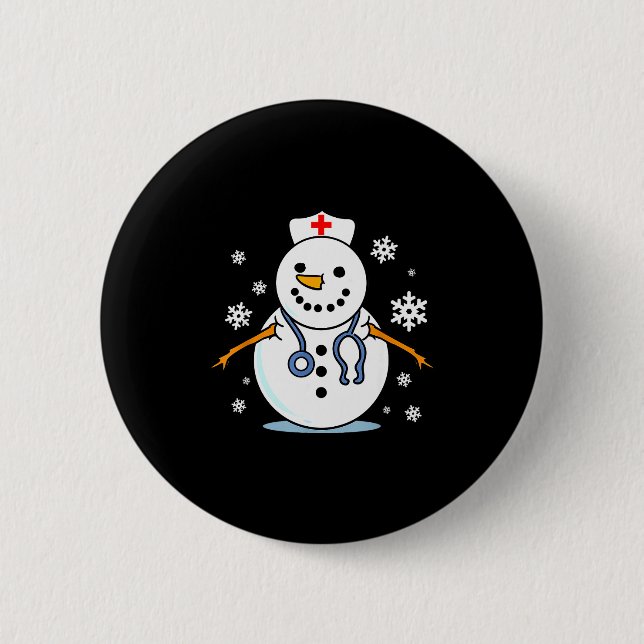 Nurse Snowman Nurse Christmas  Button (Vorderseite)