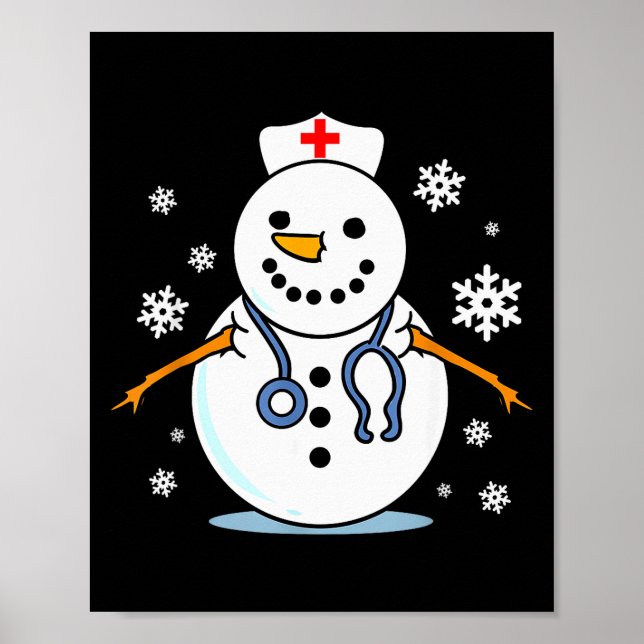 Nurse Snowman Nurse Christmas  Poster (Vorne)